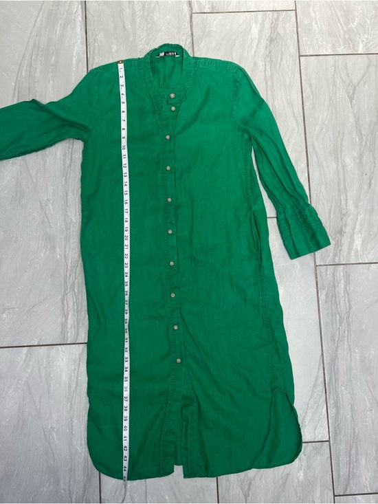 Zara Green Linen Tunic Dress - Picture 9 of 11